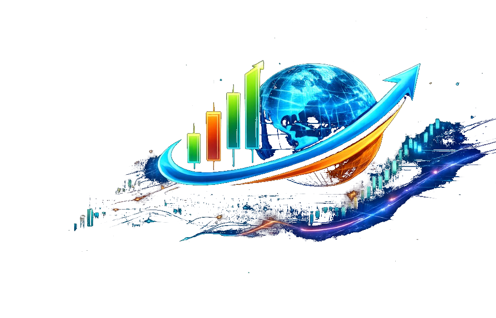 AI trading globe and candlestick visualization
